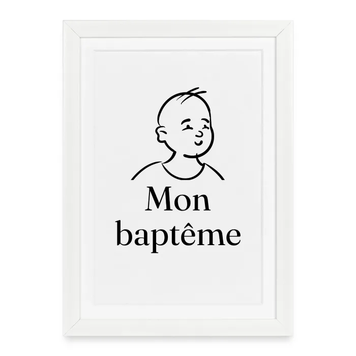 Affiche encadrée personnalisée au prénom, cadeau de baptême
