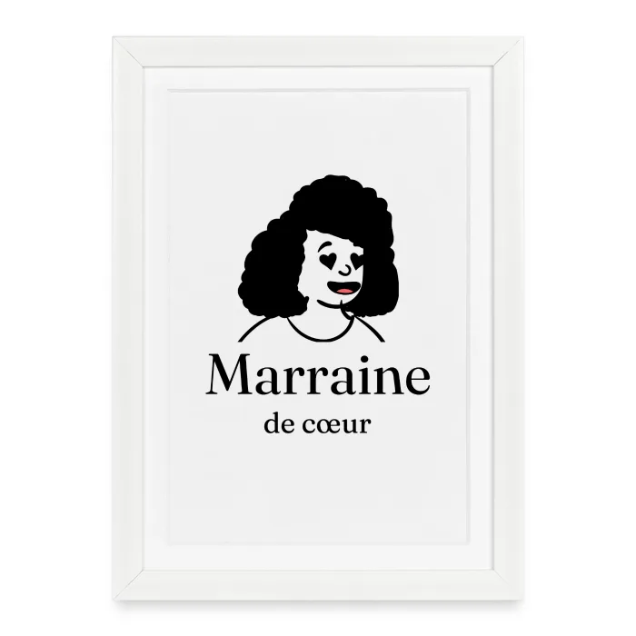 Affiche encadrée personnalisée au prénom, cadeau pour sa marraine