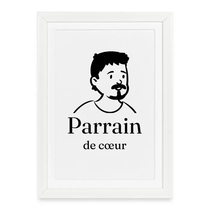 Affiche encadrée personnalisée au prénom, cadeau pour son parrain