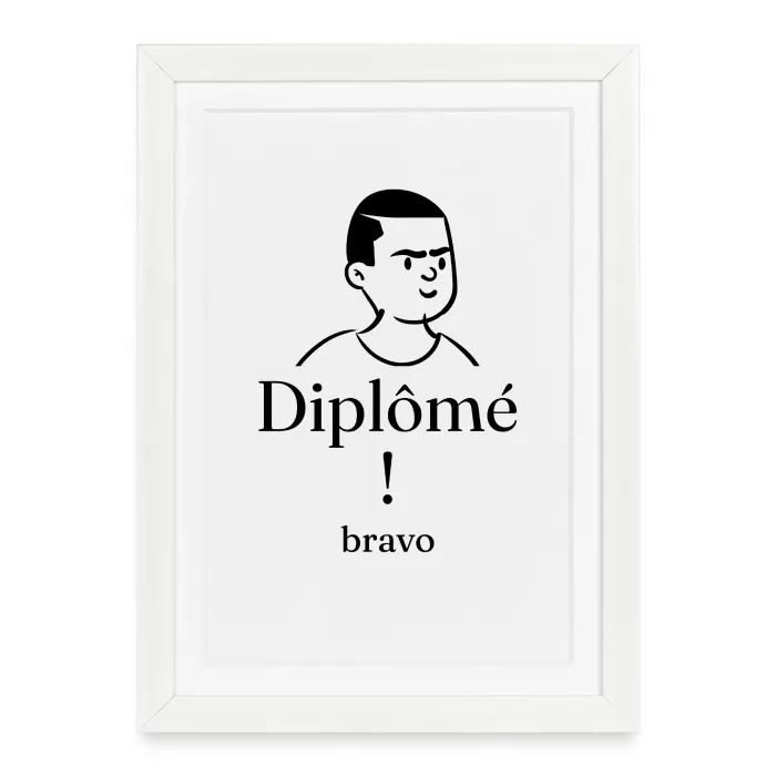 Affiche encadrée personnalisée au prénom, cadeau pour une remise de diplôme