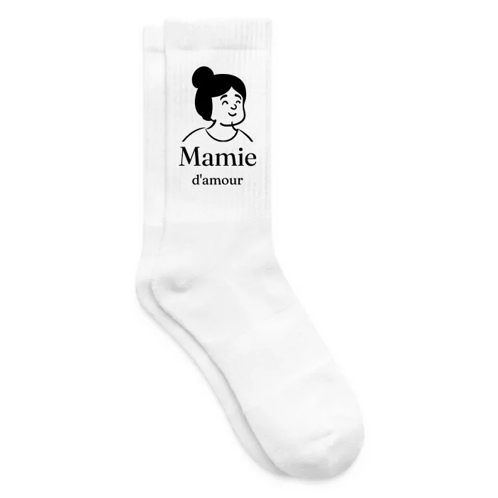 Chaussettes personnalisées au prénom, cadeau pour mamie