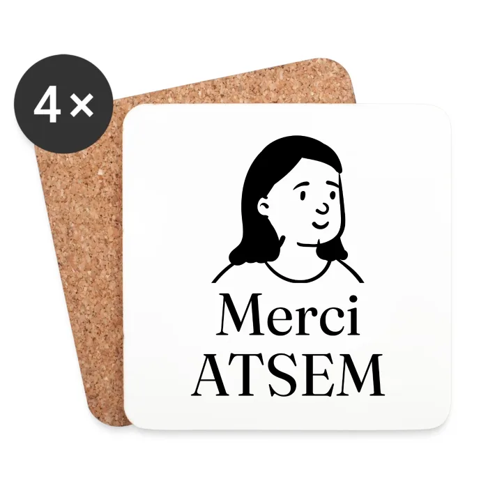 Dessous de verre personnalisés au prénom, cadeau pour l’ATSEM