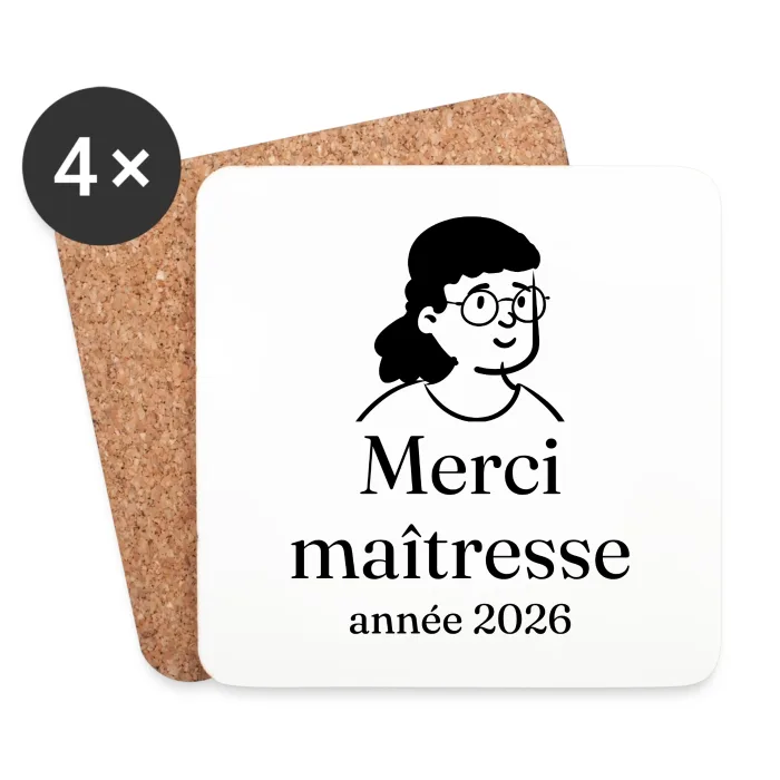Dessous de verre personnalisés au prénom, cadeau pour la maîtresse