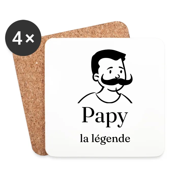 Dessous de verre personnalisés au prénom, cadeau pour papy
