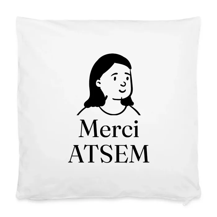 Housse de coussin personnalisée au prénom, cadeau pour l’ATSEM