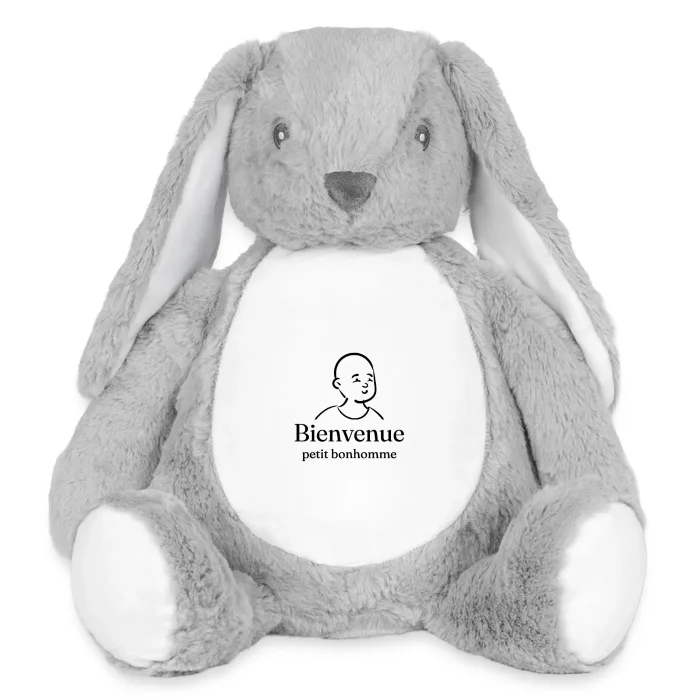 Grande peluche lapin personnalisée au prénom, cadeau de naissance