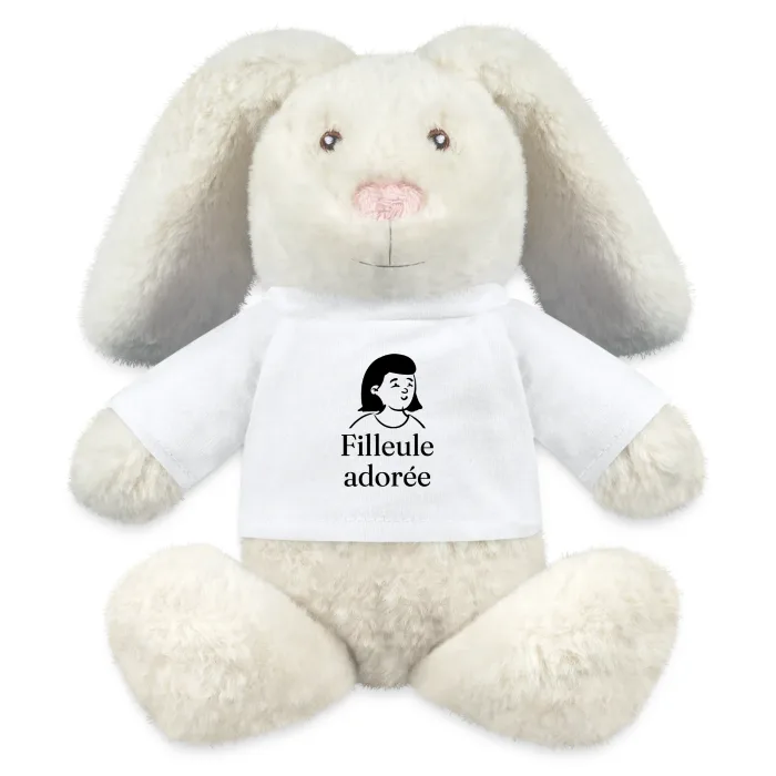 Peluche lapin personnalisée au prénom, cadeau pour un filleul ou une filleule