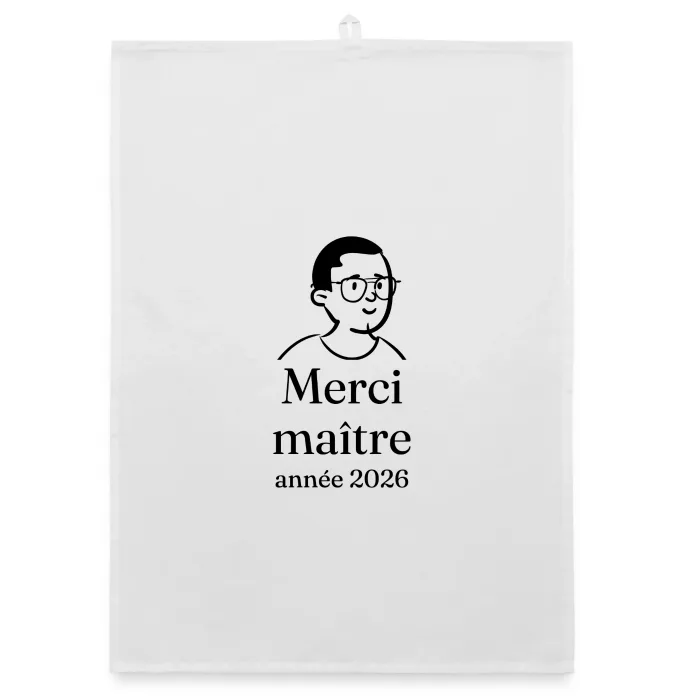 Torchon personnalisé au prénom, cadeau pour le maître