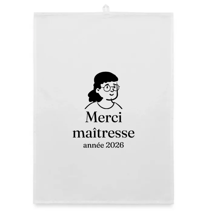 Torchon personnalisé au prénom, cadeau pour la maîtresse
