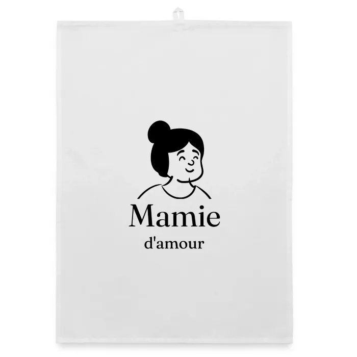Torchon personnalisé au prénom, cadeau pour mamie
