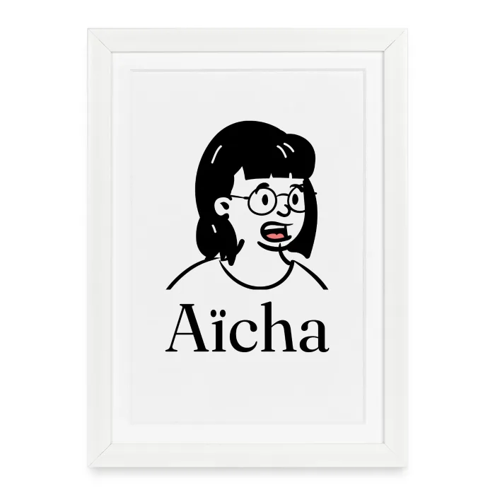 Affiche encadrée personnalisée au prénom Aïcha