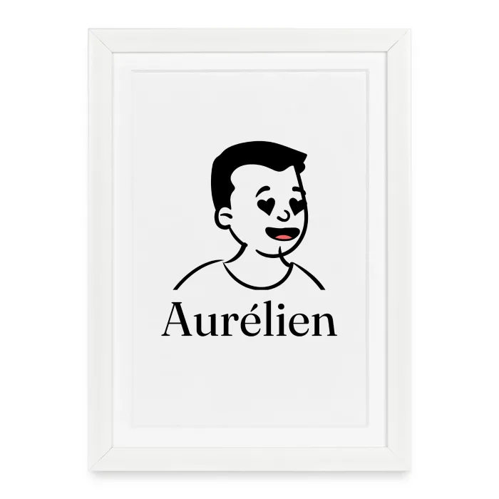 Affiche encadrée personnalisée au prénom Aurélien