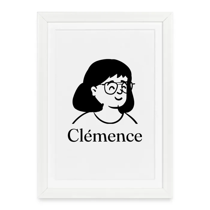 Affiche encadrée personnalisée au prénom Clémence
