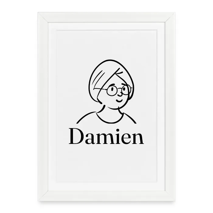 Affiche encadrée personnalisée au prénom Damien