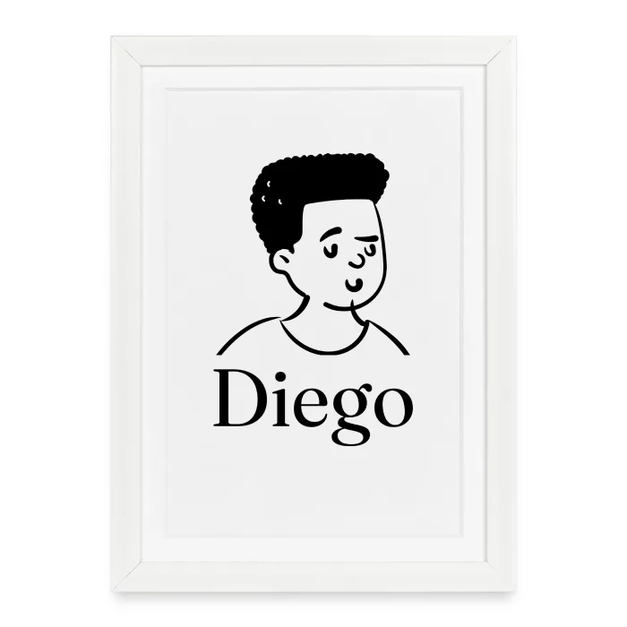 Affiche encadrée personnalisée au prénom Diego