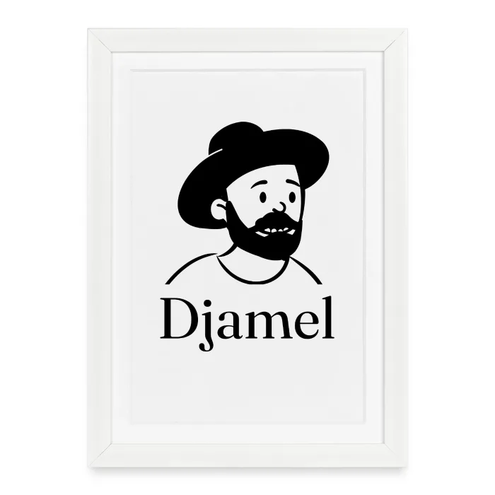 Affiche encadrée personnalisée au prénom Djamel