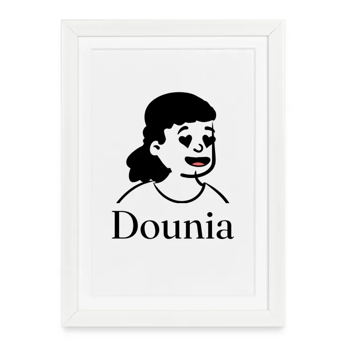 Affiche encadrée personnalisée au prénom Dounia