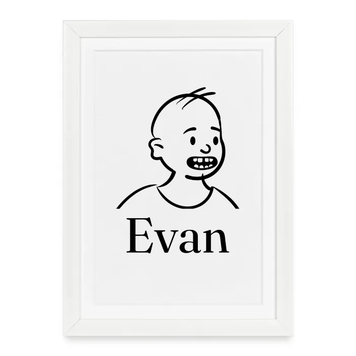 Affiche encadrée personnalisée au prénom Evan
