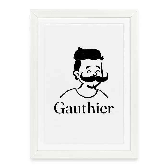 Affiche encadrée personnalisée au prénom Gauthier