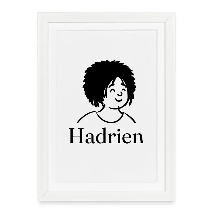 Affiche encadrée personnalisée au prénom Hadrien