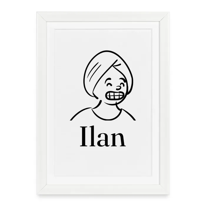Affiche encadrée personnalisée au prénom Ilan