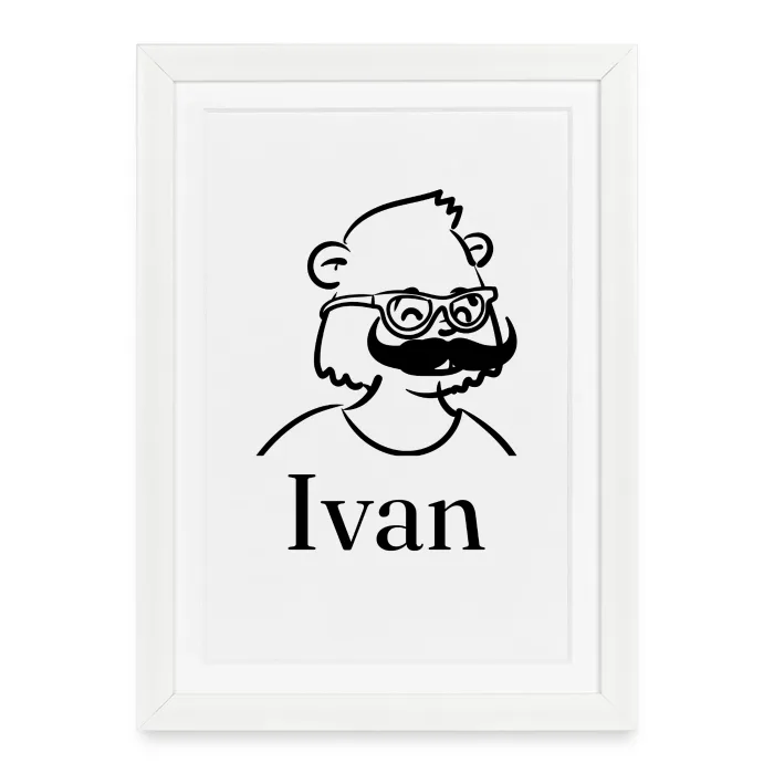 Affiche encadrée personnalisée au prénom Ivan