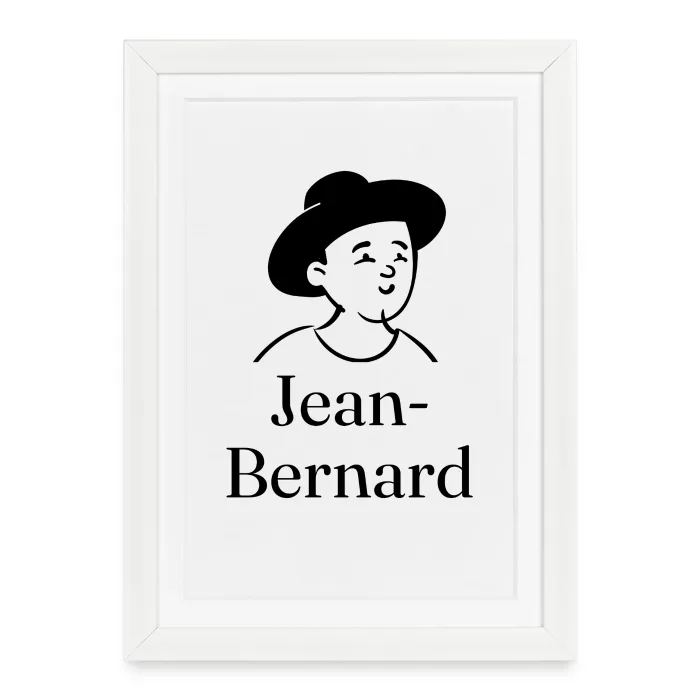Affiche encadrée personnalisée au prénom Jean-Bernard