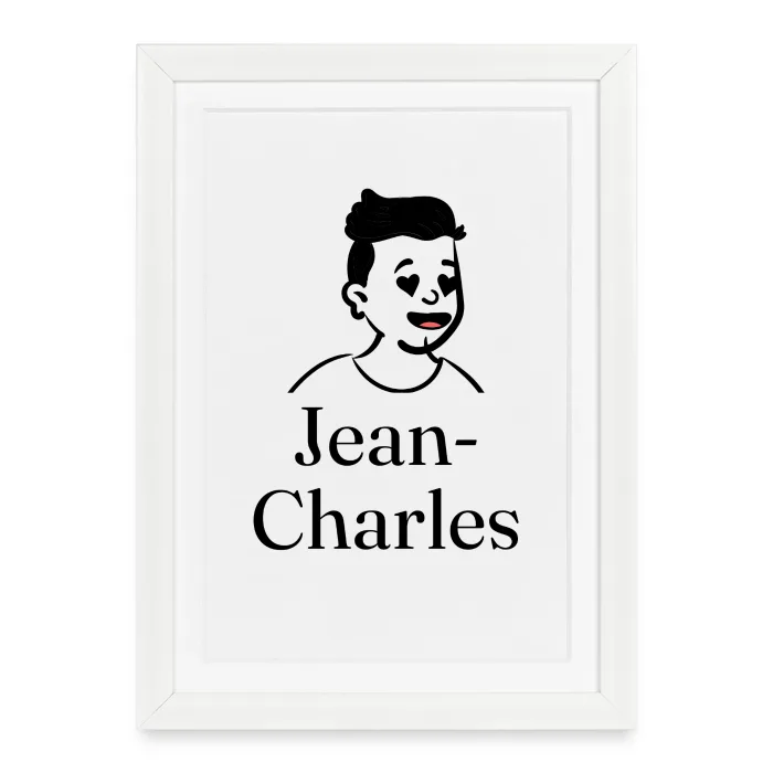 Affiche encadrée personnalisée au prénom Jean-Charles