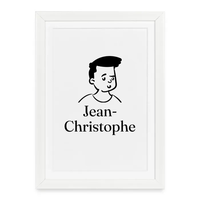 Affiche encadrée personnalisée au prénom Jean-Christophe
