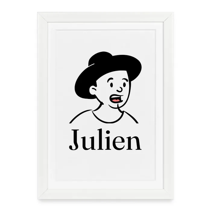 Affiche encadrée personnalisée au prénom Julien