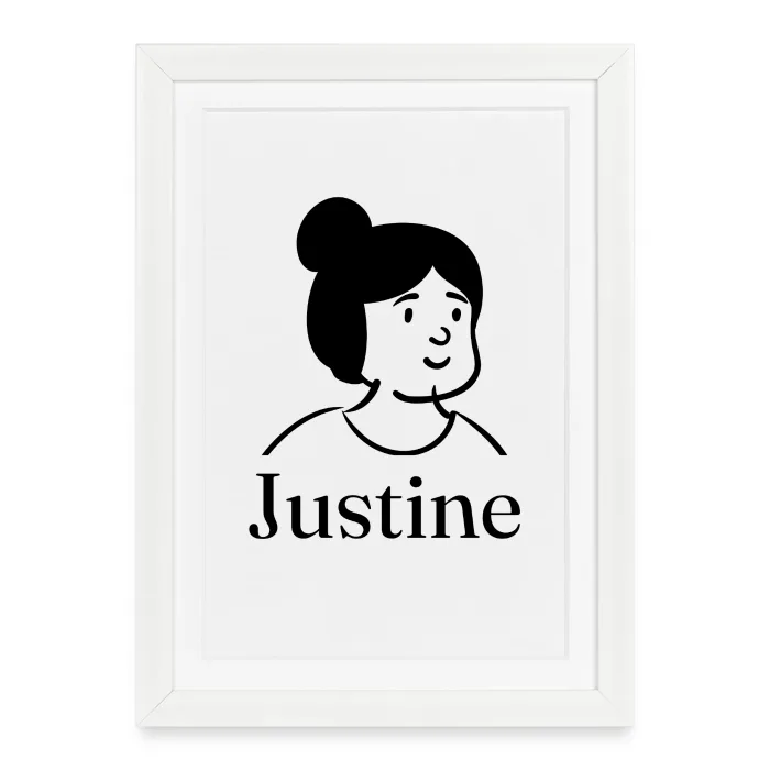Affiche encadrée personnalisée au prénom Justine