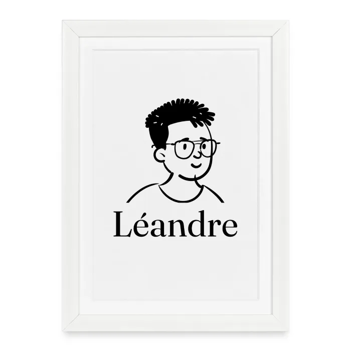 Affiche encadrée personnalisée au prénom Léandre