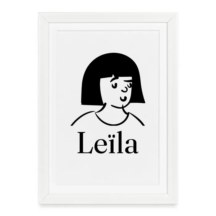 Affiche encadrée personnalisée au prénom Leïla