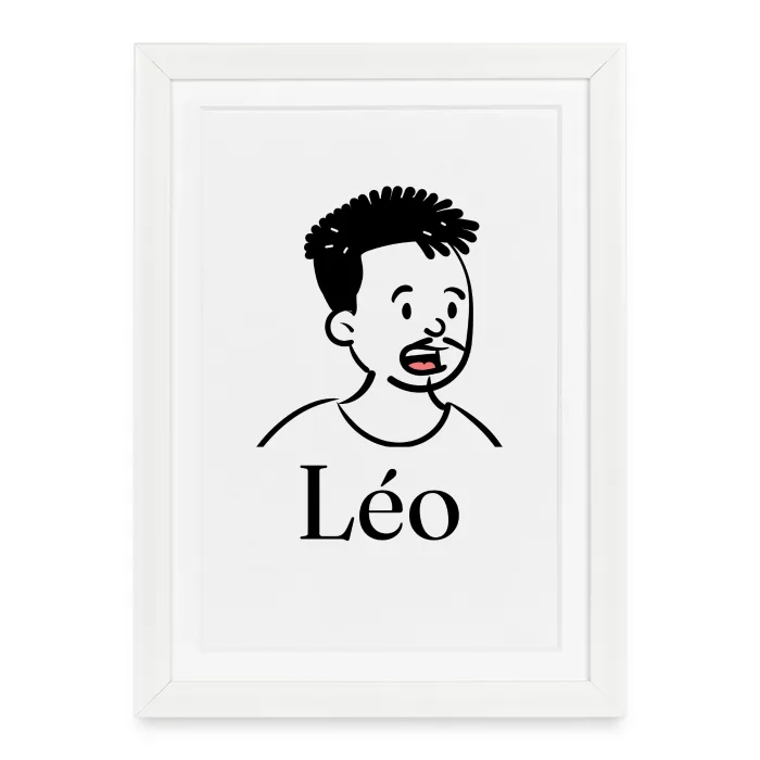 Affiche encadrée personnalisée au prénom Léo