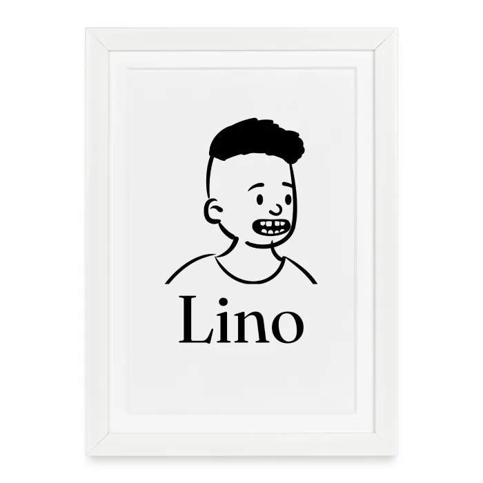 Affiche encadrée personnalisée au prénom Lino
