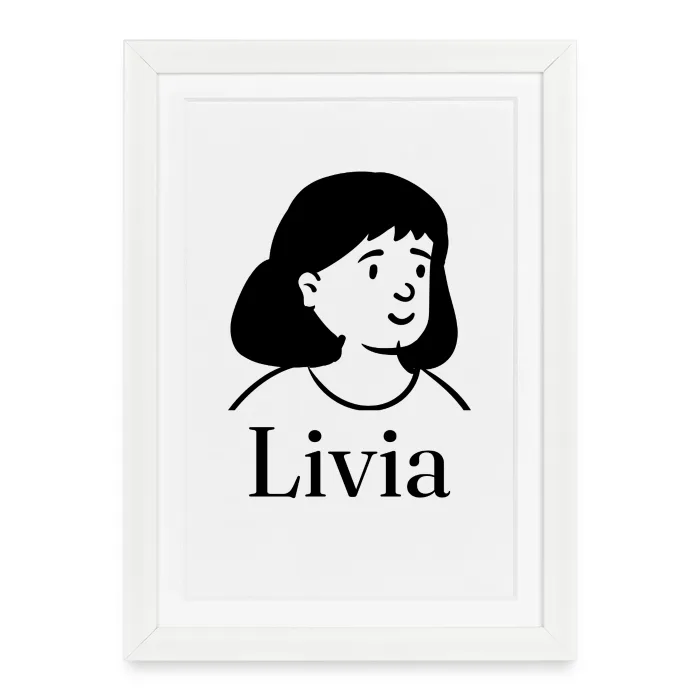 Affiche encadrée personnalisée au prénom Livia