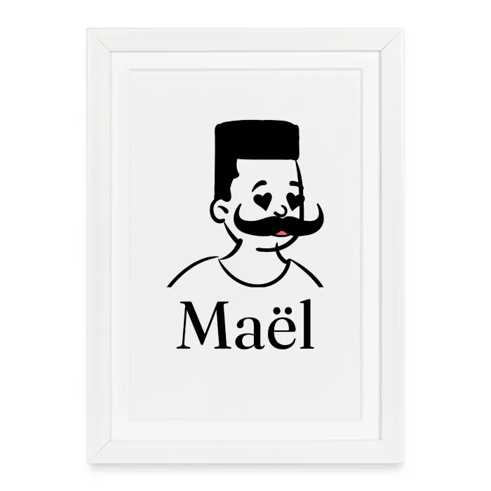 Affiche encadrée personnalisée au prénom Maël