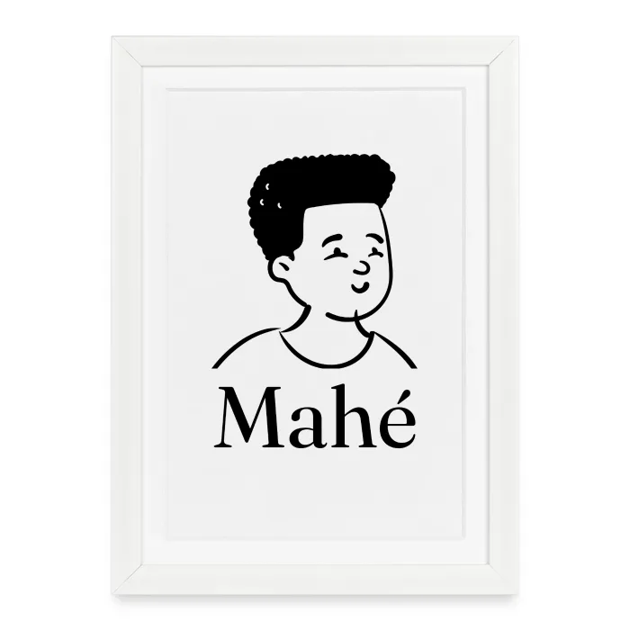 Affiche encadrée personnalisée au prénom Mahé