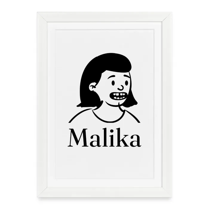 Affiche encadrée personnalisée au prénom Malika