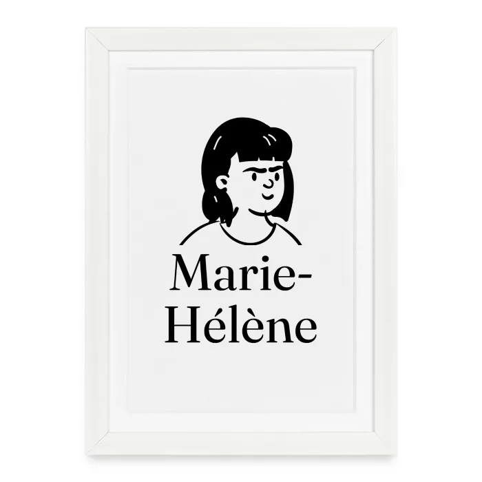 Affiche encadrée personnalisée au prénom Marie-Hélène