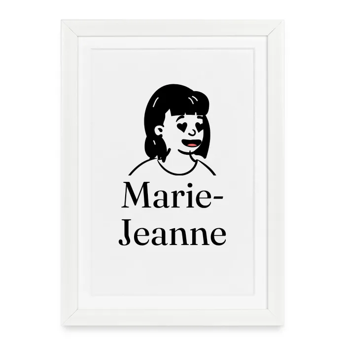 Affiche encadrée personnalisée au prénom Marie-Jeanne