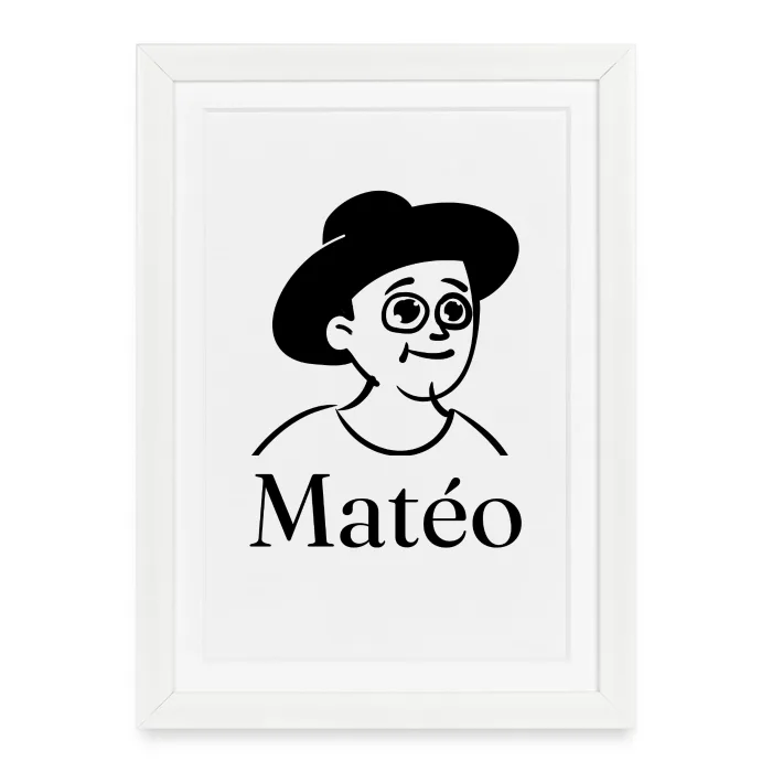 Affiche encadrée personnalisée au prénom Matéo