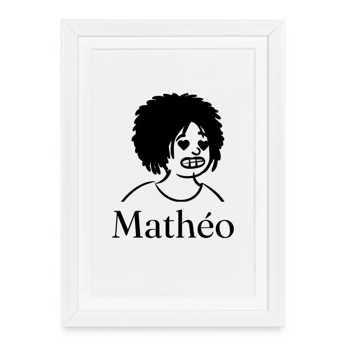 Affiche encadrée personnalisée au prénom Mathéo