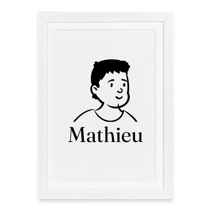 Affiche encadrée personnalisée au prénom Mathieu