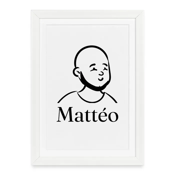 Affiche encadrée personnalisée au prénom Mattéo
