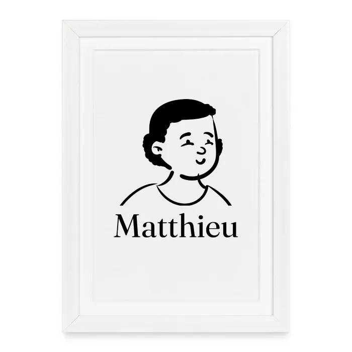 Affiche encadrée personnalisée au prénom Matthieu