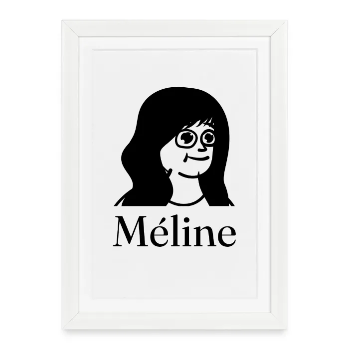 Affiche encadrée personnalisée au prénom Méline