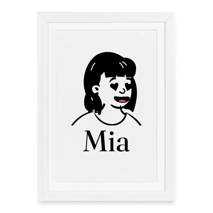 Affiche encadrée personnalisée au prénom Mia