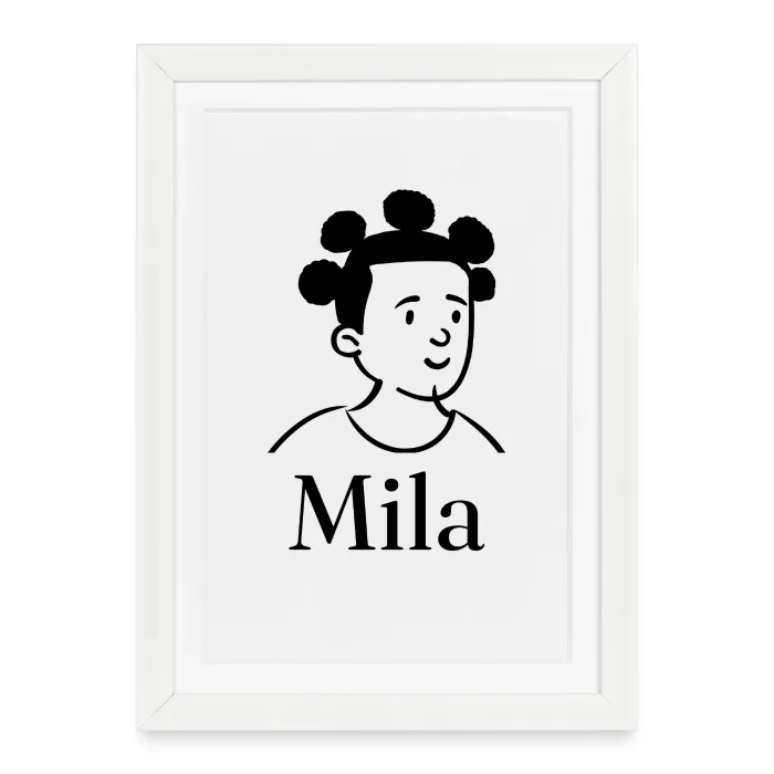 Affiche encadrée personnalisée au prénom Mila