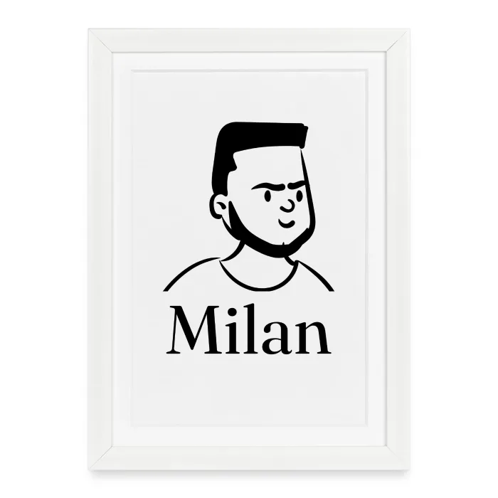 Affiche encadrée personnalisée au prénom Milan